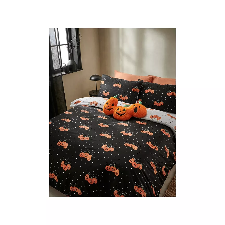 George Home Pumpkin Squad Print Double Easycare Duvet Set