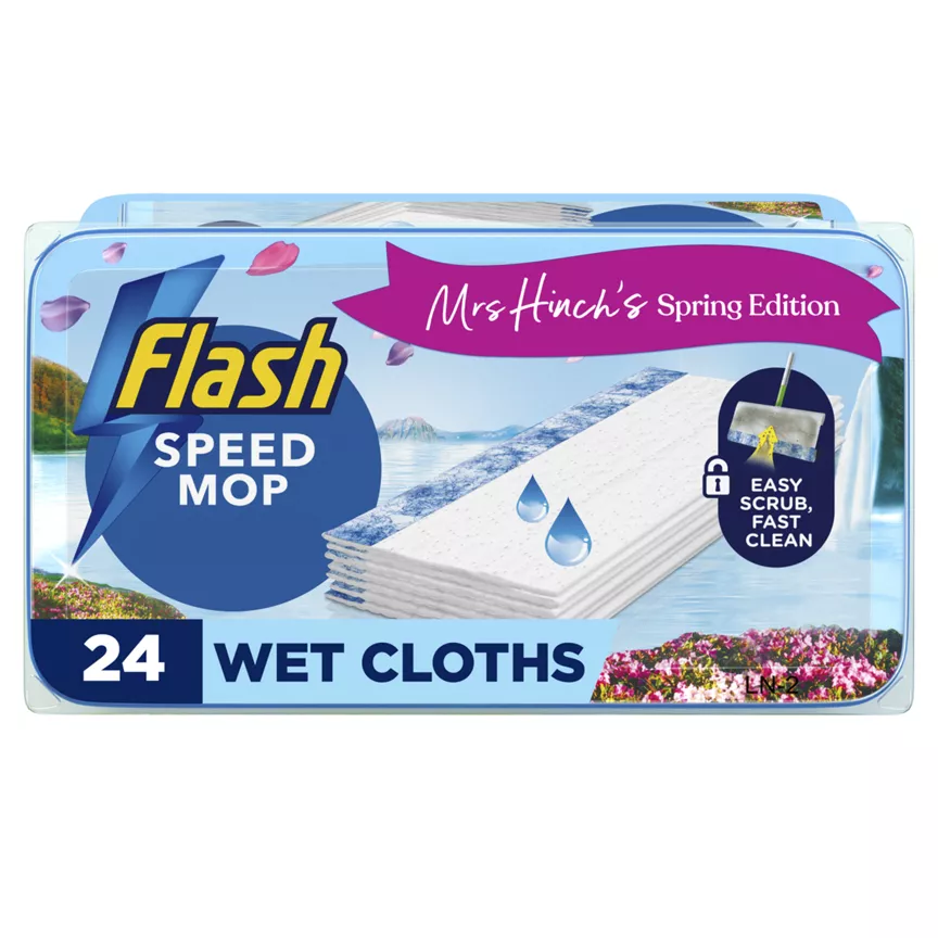 Flash Speedmop Mrs Hinch's Enchanted Wildflowers Wet Floor Cleaning Wipes, 24 Cloths, Multi-Surface