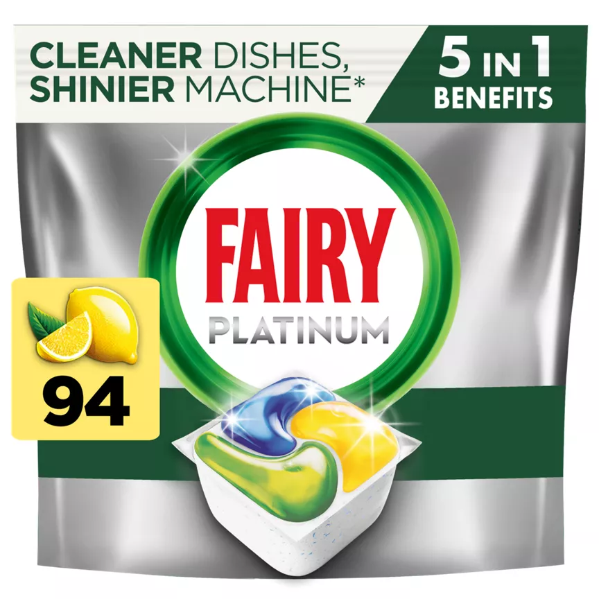 Fairy Platinum All In One Dishwasher Tablets Lemon, 94 Tablets - Image 1