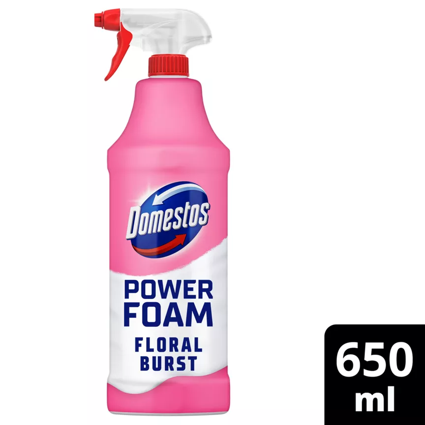 Domestos Toilet & Bathroom Cleaner Spray Power Foam Floral Burst 650 ml