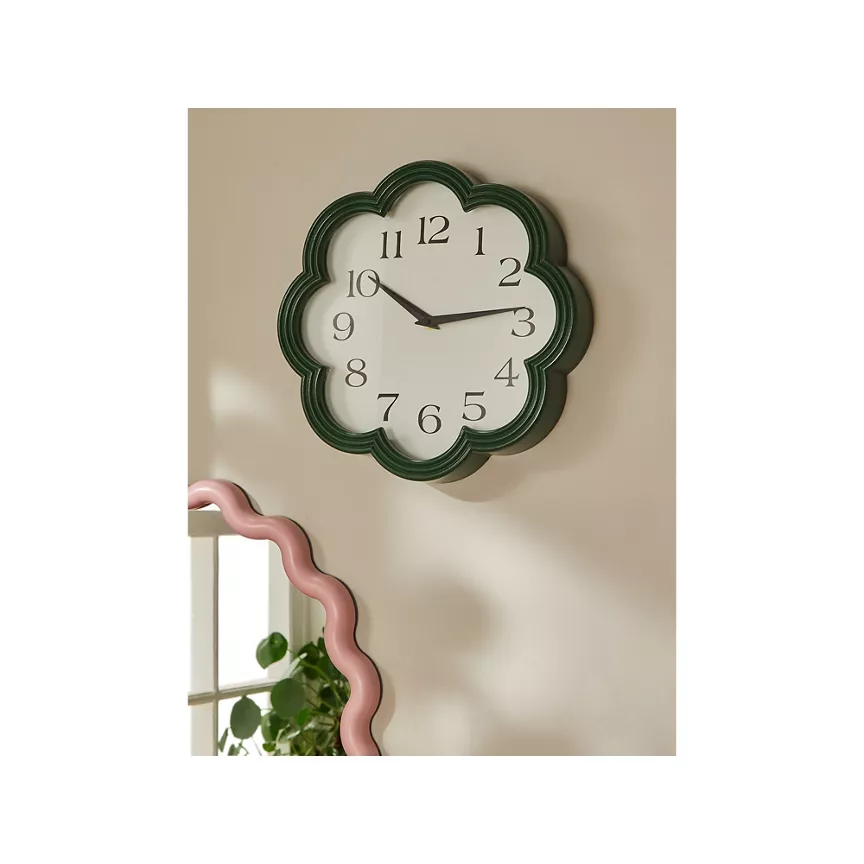 George Home Green Scalloped Wall Clock