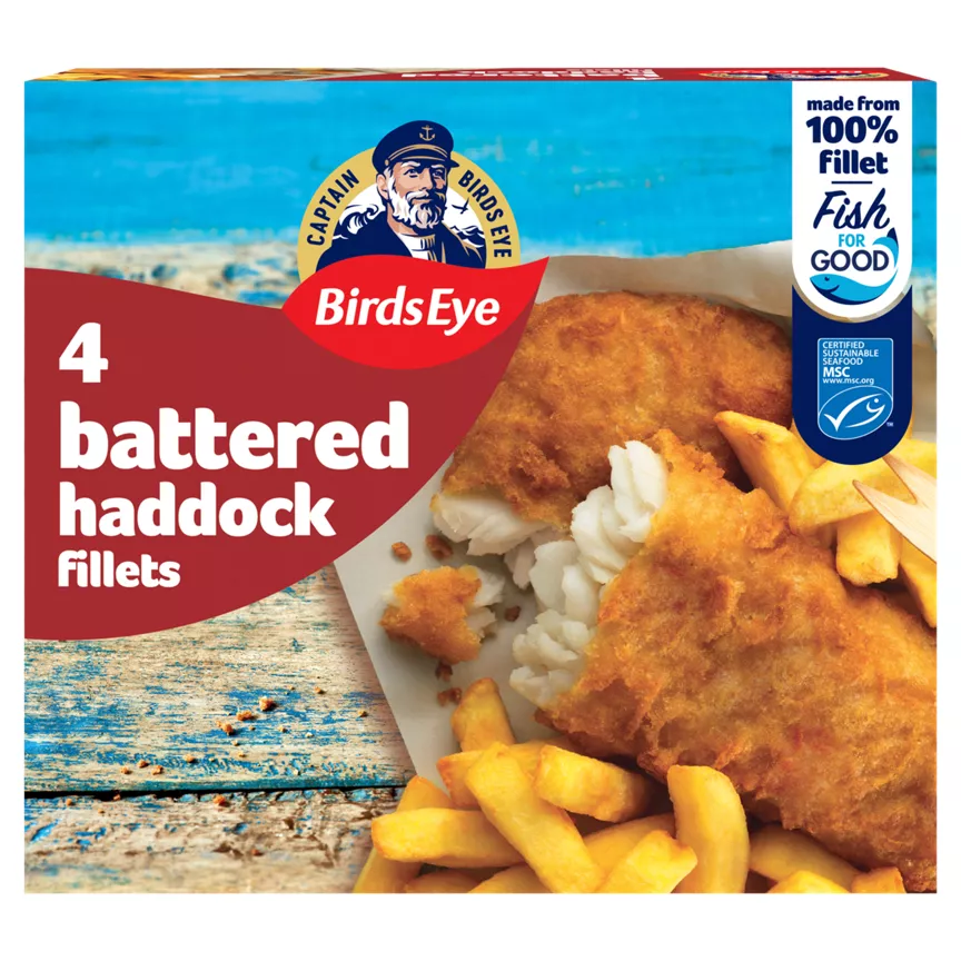 Birds Eye 4 Battered Haddock Fillets 400g