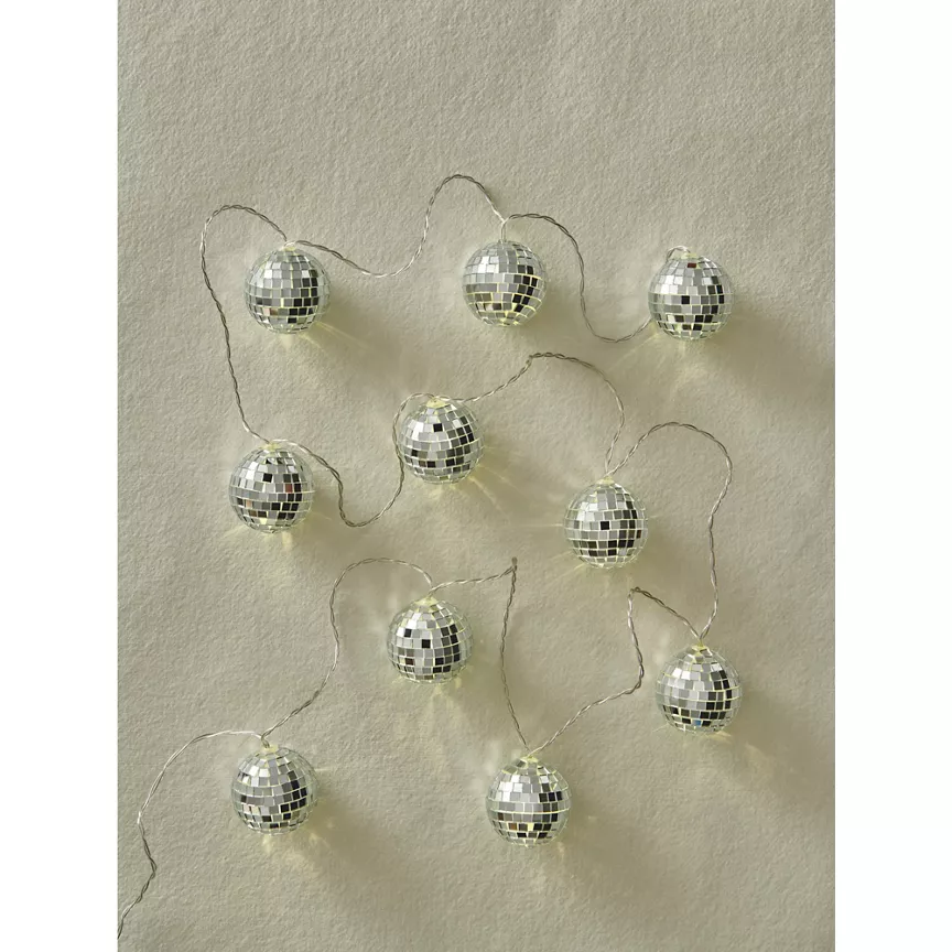 George Home Silver-Tone Disco Ball String Lights 10 Piece