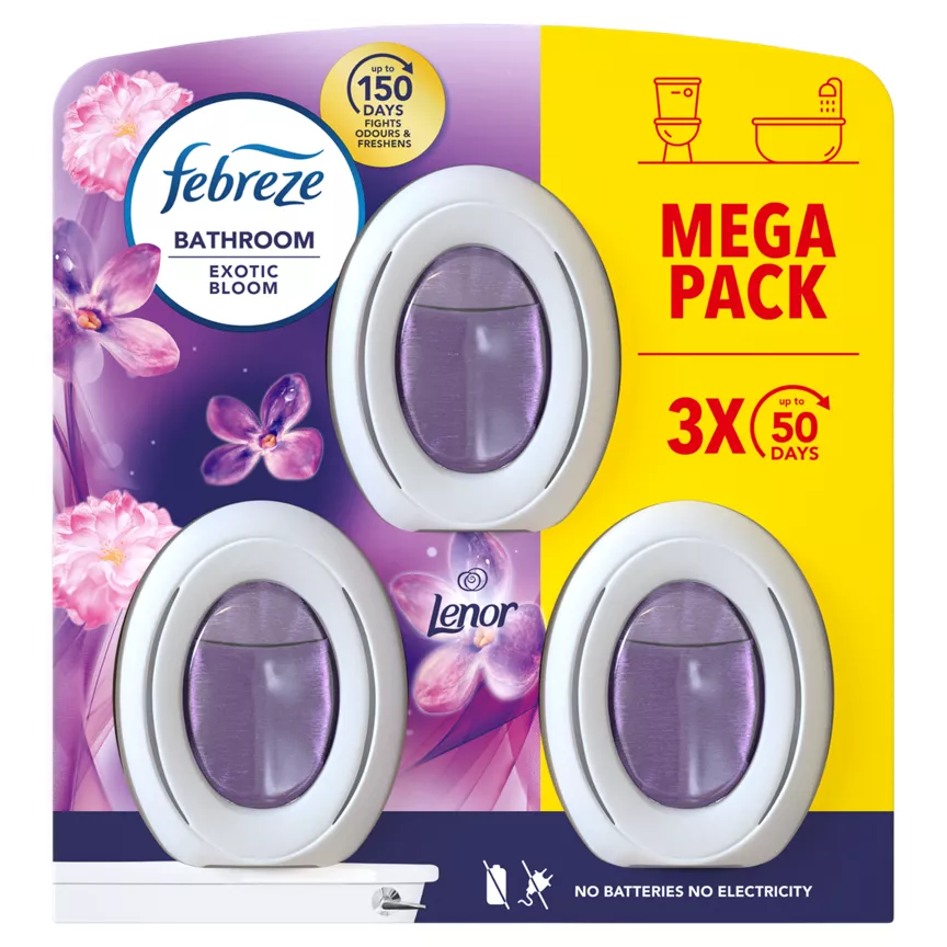 Febreze Bathroom, Continuous Air Freshener Lenor Exotic Bloom 3 Count