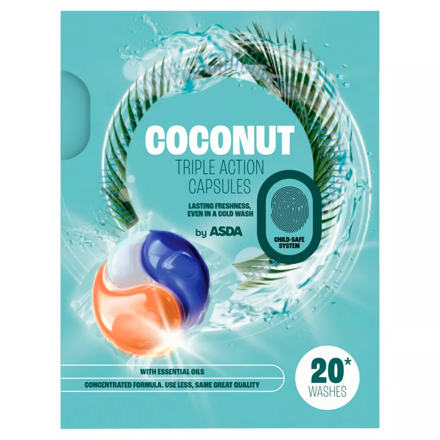 ASDA Coconut Triple Action Capsules 20 Washes
