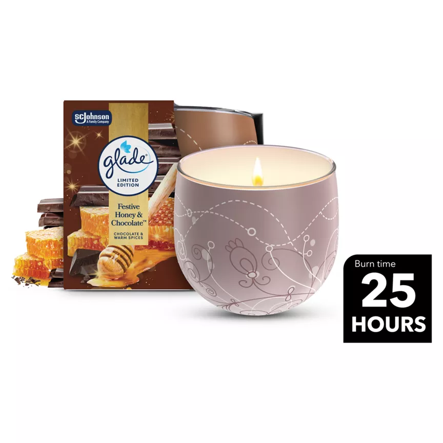 Glade Scented Candle Sleeved Festive Honey and Chocolate 108g