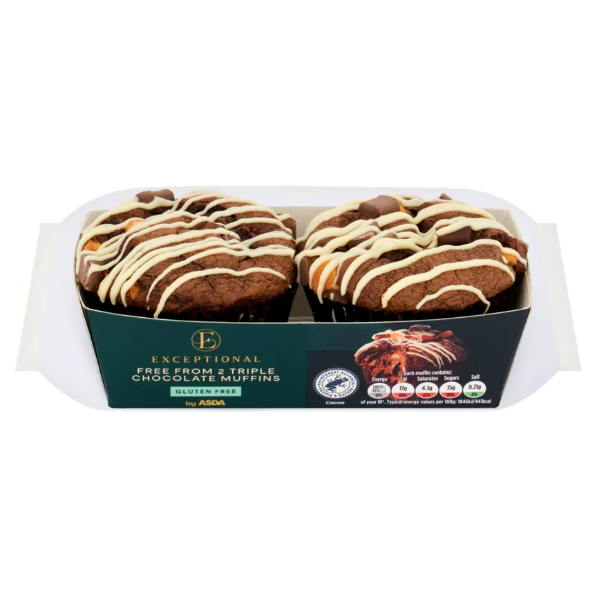 Exceptional by ASDA 2 Free From Triple Chocolate Muffins