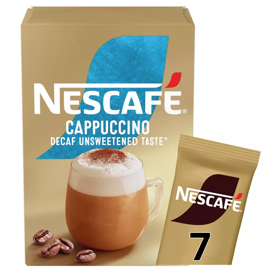 Nescafé Cappuccino Decaf Unsweeted Taste Instant Coffee 7 x 15g Sachets