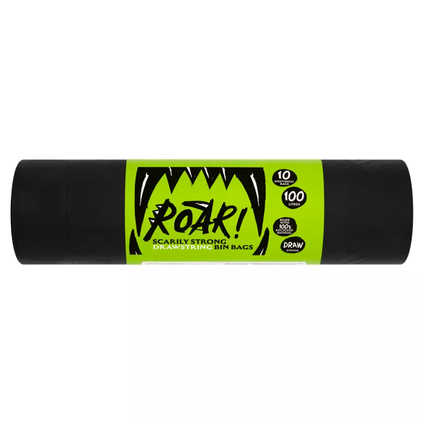 Roar 10 Drawstring Bin Bags 100 Litres