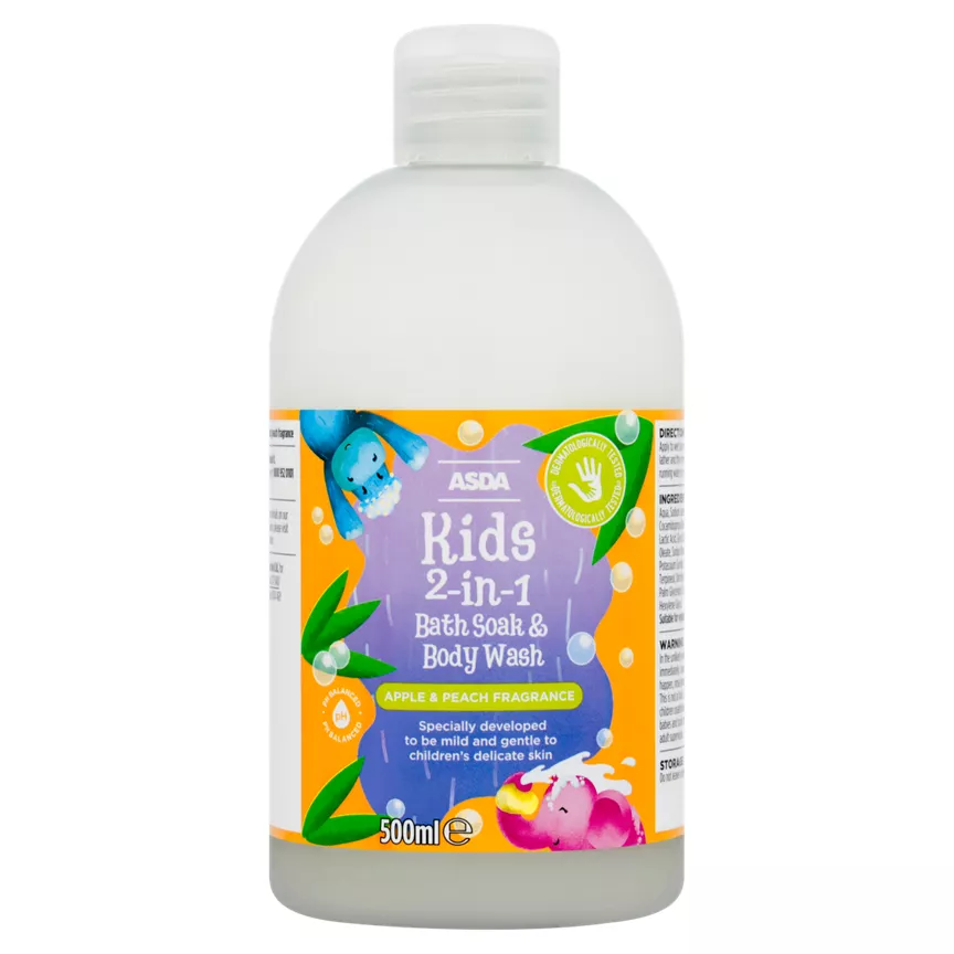 ASDA Kids 2-in-1 Apple & Peach Fragrance Bath Soak & Body Wash 500ml