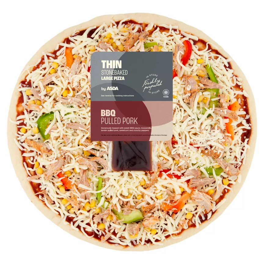 ASDA BBQ Pulled Pork Large Thin Stonebaked Pizza 786g