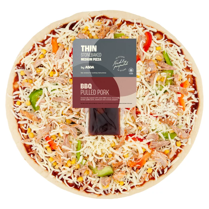 ASDA BBQ Pork Medium Thin Stonebaked Pizza 425g