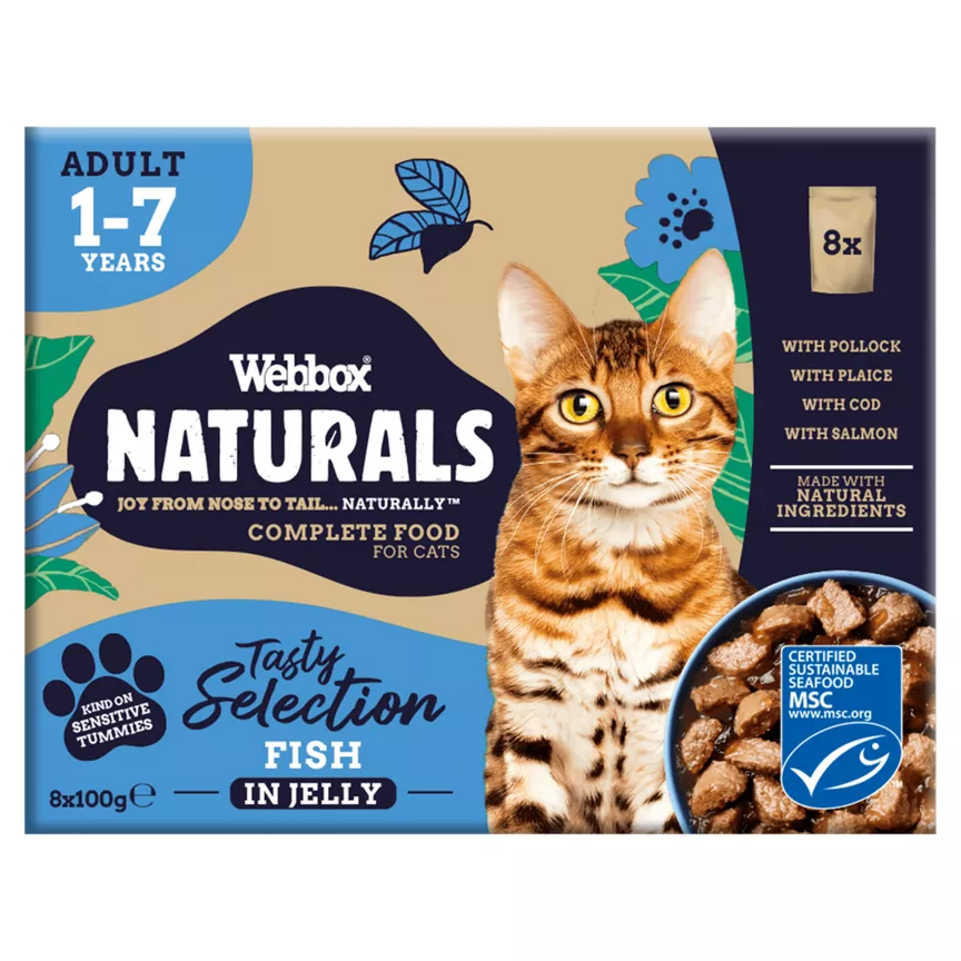 Webbox Naturals Tasty Selection Fish in Jelly Adult 1 - 7 Years 8 x 100g