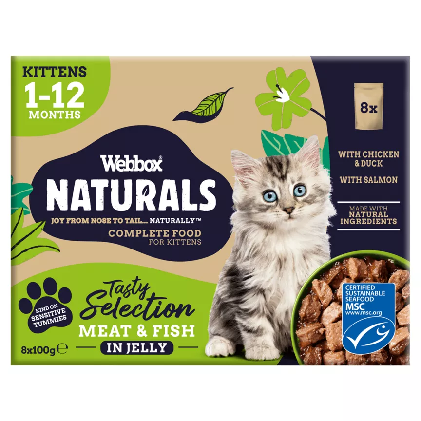 Webbox Naturals Meat & Fish in Jelly Tasty Selection Kittens 1-12 Months 8 x 100g