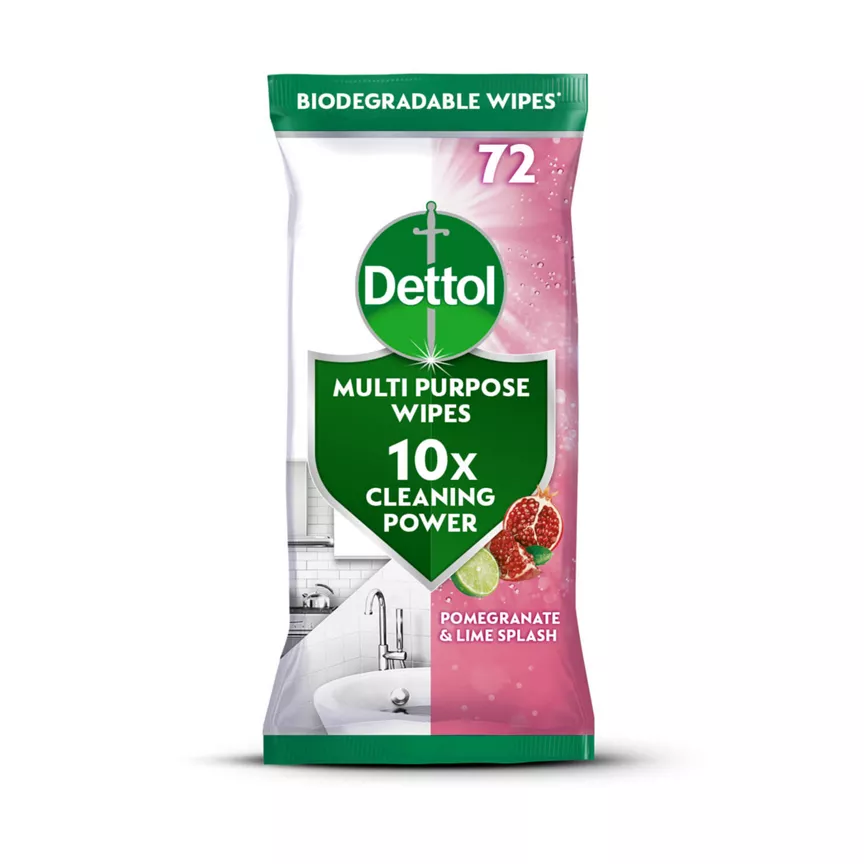 Dettol 72 Multi Purpose Wipes Pomegranate & Lime Splash