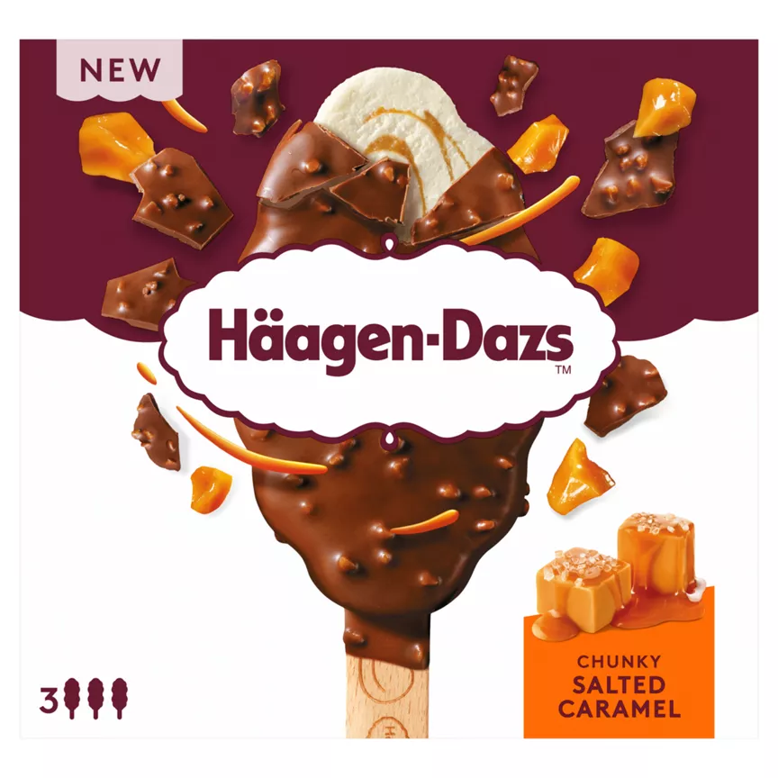 Häagen-Dazs Chunky Salted Caramel Ice Cream Sticks 3x80ml