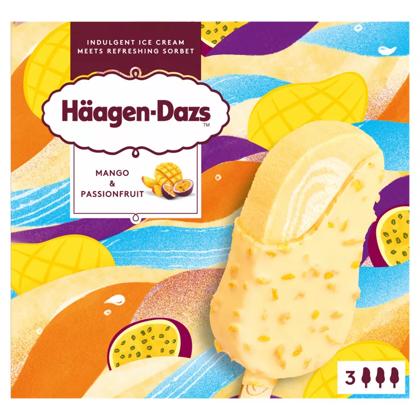 Häagen-Dazs Mango & Passionfruit Ice Cream Sticks 3x80ml