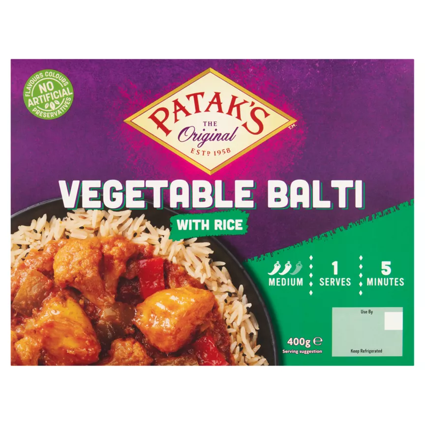 Patak's The Original Vegetable Balti with Rice 400g