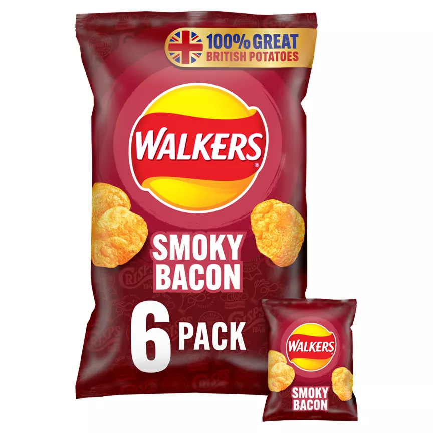 Walkers Crisps Smoky Bacon 6x25g
