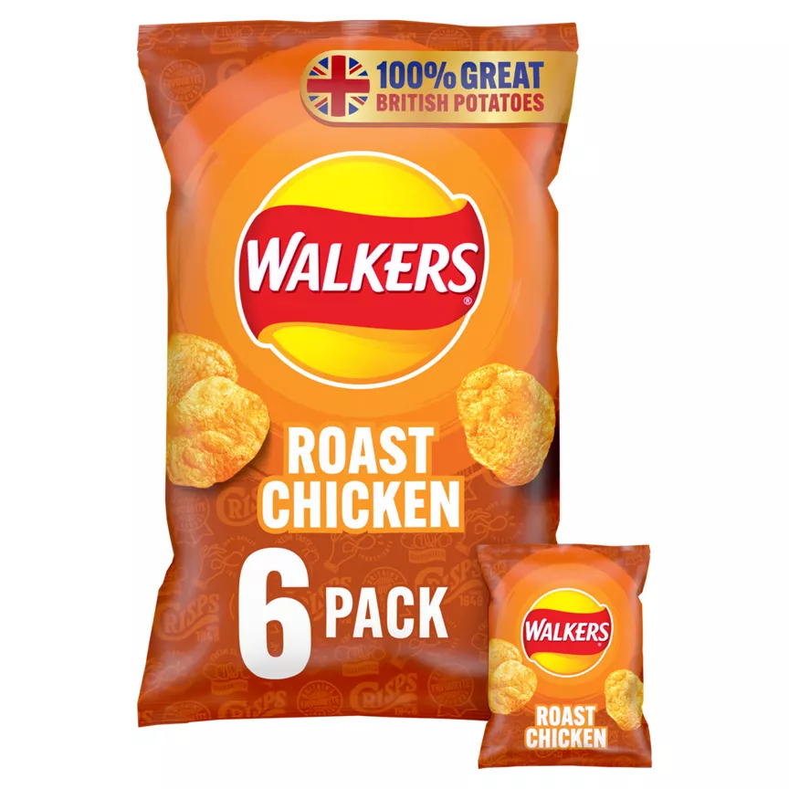 Walkers Roast Chicken Multipack Crisps 6x25g