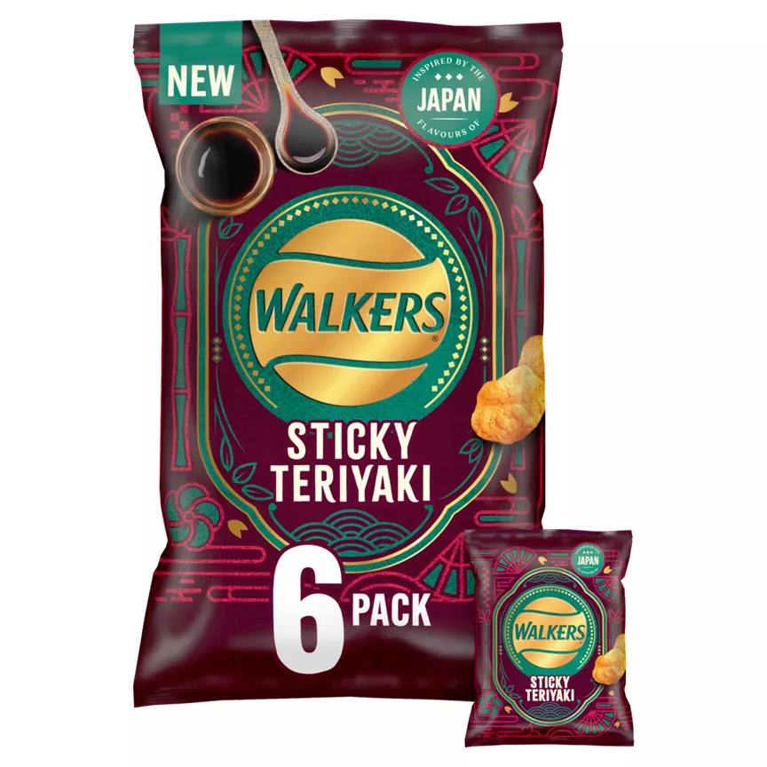 Walkers Sticky Teriyaki Flavour Sharing Crisps Multipack 6x25g