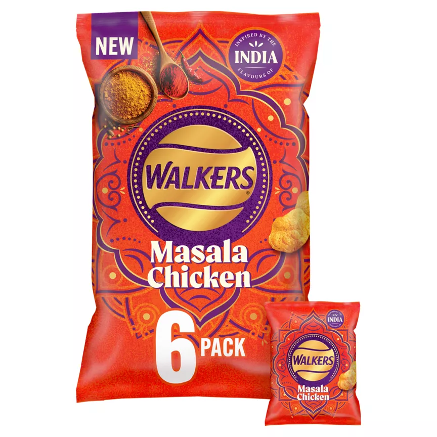 Walkers Crisps Masala Chicken Flavour Multipack 6x25g