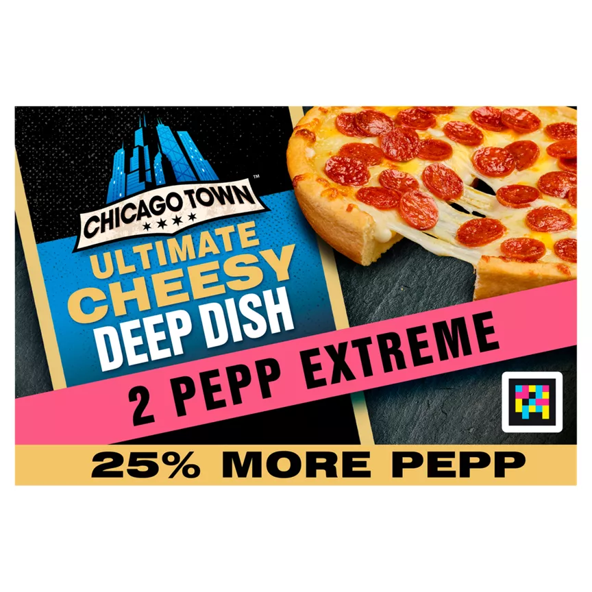 Chicago Town Ultimate Cheesy Deep Dish Pepp Extreme on a Cheesy Sauce Pizza 2 x 163g (326g)