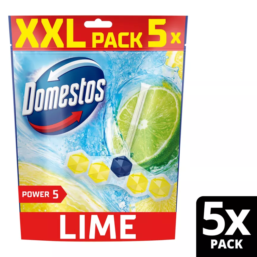Domestos Power 5 Toilet Rim Blocks Lime 5x 50 g