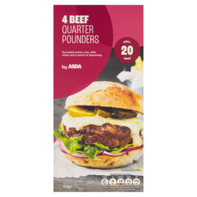 4 Beef Quarter Pounders 454g