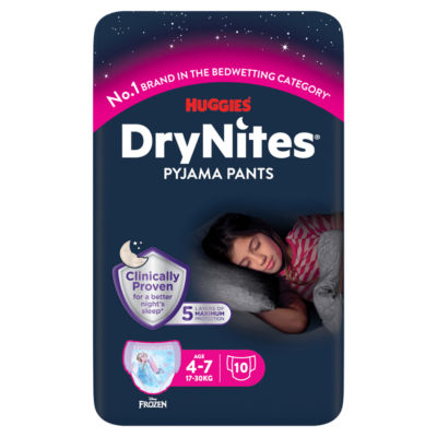 Huggies DryNites Girls Pyjama Pants, 4-7 Yrs (17-30kg)