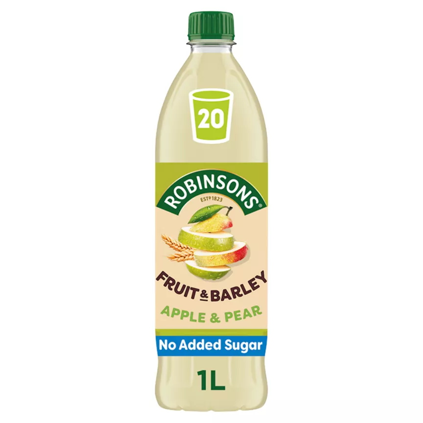 Robinsons Fruit & Barley with Vitamins Apple & Pear No Added Sugar Squash 1L - Image 1