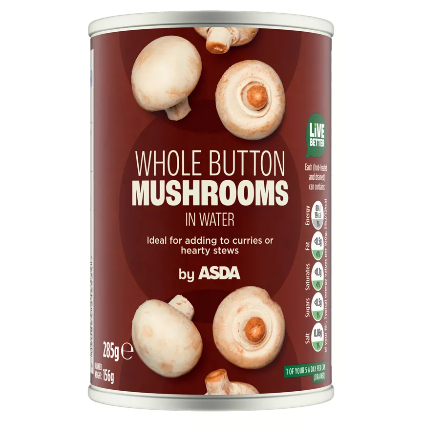 ASDA Whole Button Mushrooms in Water 285g