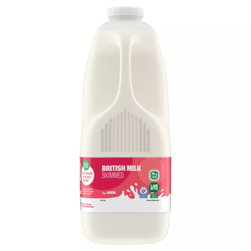 ASDA British Milk Skimmed 4 Pints
