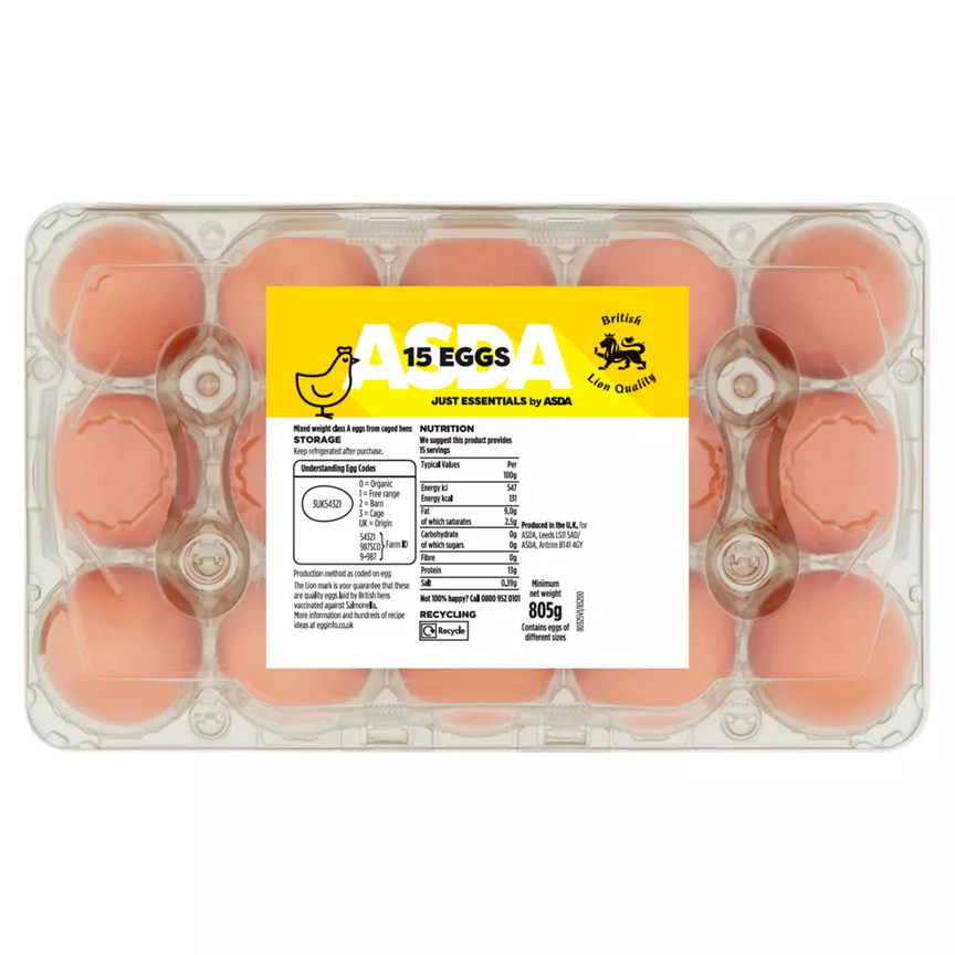 JUST ESSENTIALS by ASDA 15 Eggs 805g