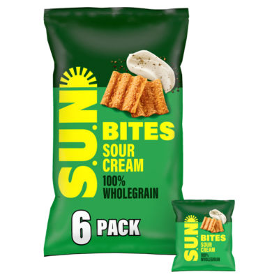 SUN Bites Sour Cream High Fibre Snacks Multipack Crisps 6x25g