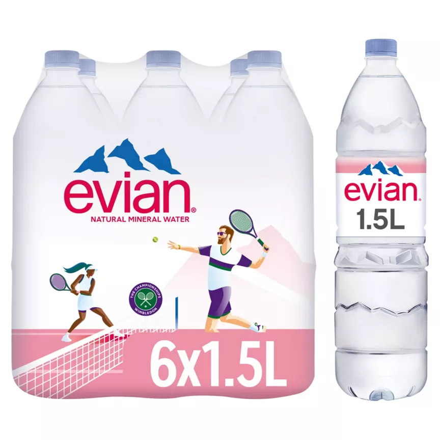 Evian Still Natural Mineral Water Bottles