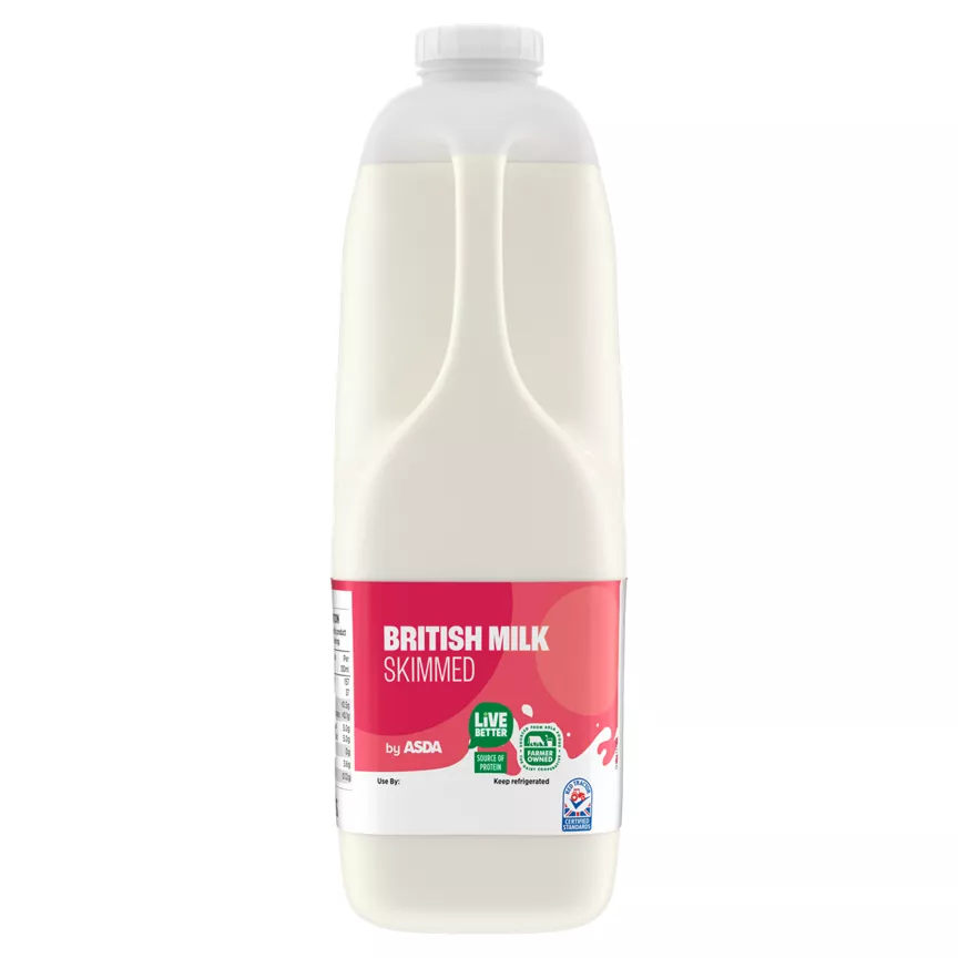 ASDA British Milk Skimmed 2 Pints