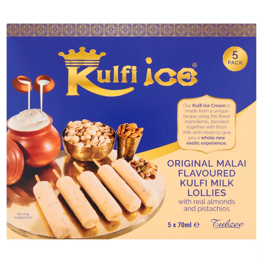 Kulfi Ice Ice Original Malai Flavoured Kulfi Milk Lollies 5 x 70ml