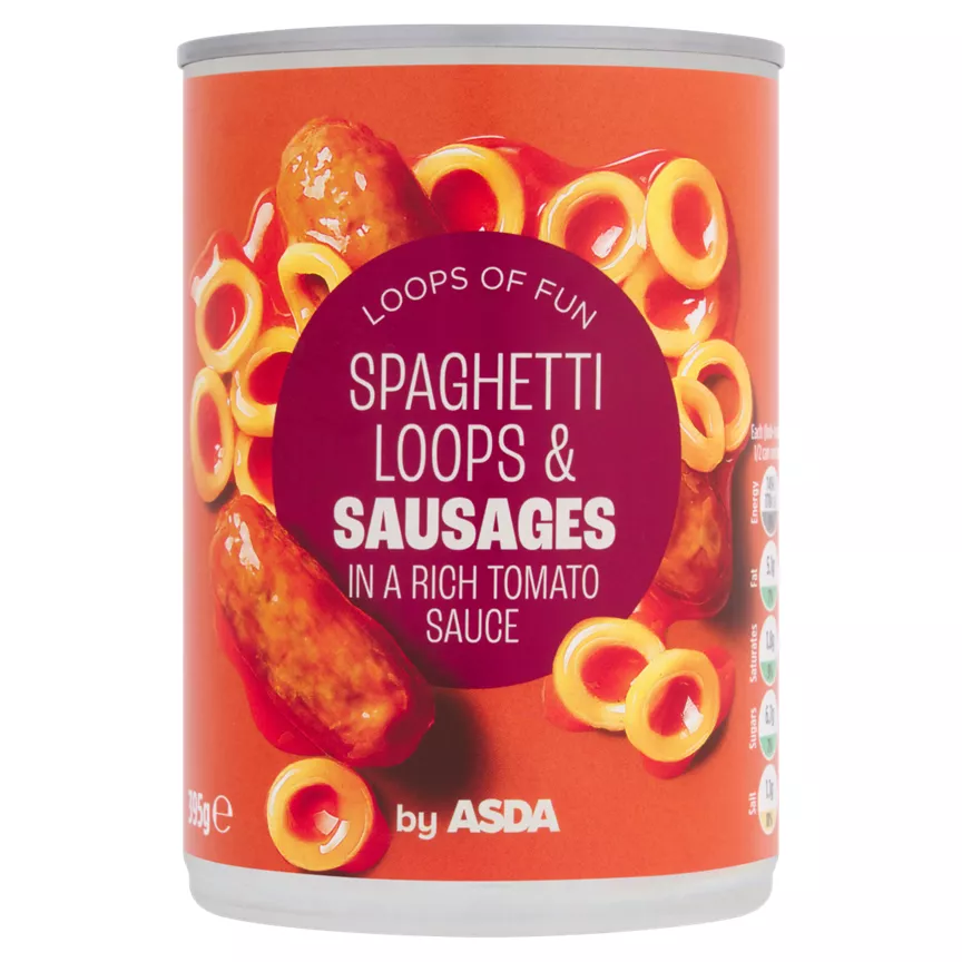 ASDA Spaghetti Loops & Sausages in a Rich Tomato Sauce 395g