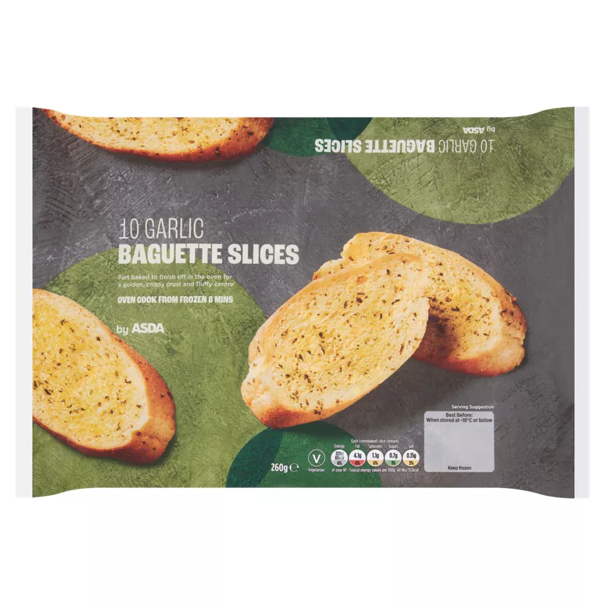 ASDA 10 Garlic Baguette Slices