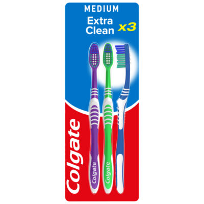 Extra Clean Medium Manual Toothbrush x3