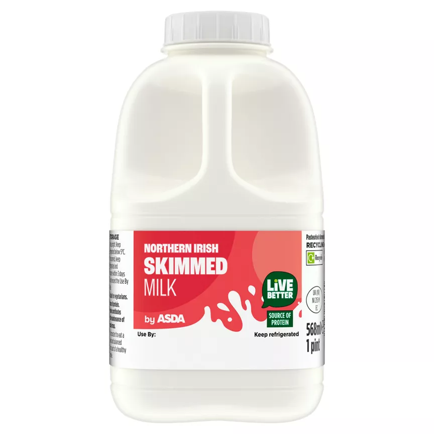 ASDA British Milk Skimmed 1 Pint