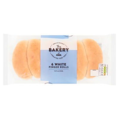 The BAKERY at ASDA 6 White Finger Rolls