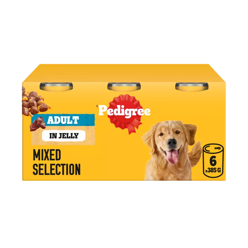 Pedigree Adult Wet Dog Food Tins Mixed in Jelly