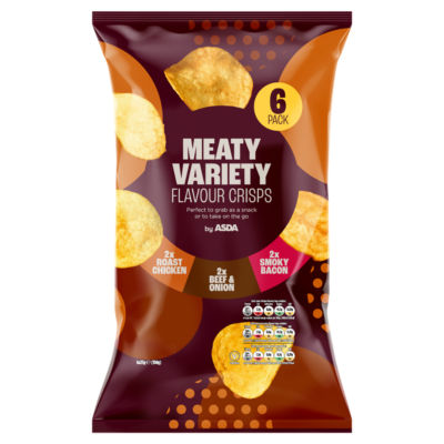 ASDA Meaty Variety Flavour Crisps 6 x 25g (150g)