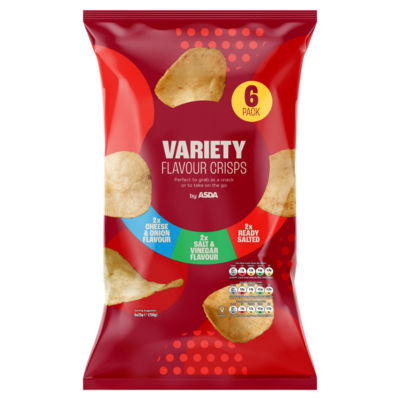 Variety Flavour Crisps 6 x 25g (150g) thumbnail 2