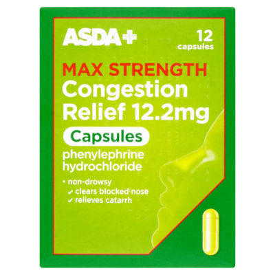 Max Strength Congestion Relief 12.2mg Capsules 12 Capsules thumbnail 2