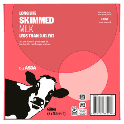 Long Life Skimmed Milk 6 x 1 Litre thumbnail 2