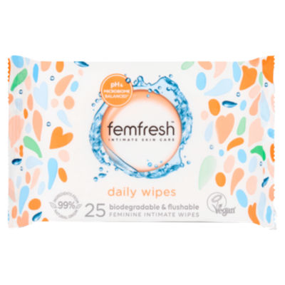 Biodegradable & Flushable Feminine Intimate Wipes 25 Pack thumbnail 2
