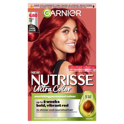 Nutrisse Ultra Color, Permanent Hair Dye, Intense Colour, For All Hair Types, 6.60 Fiery Red thumbnail 2